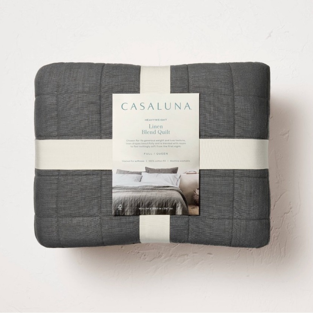 Casaluna Charcoal Linen Blend Quilt